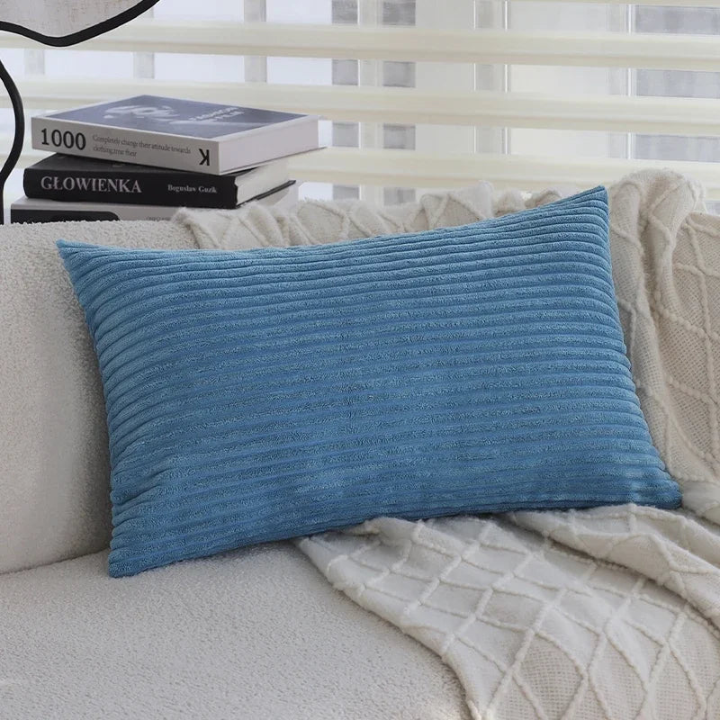 Blue/Pink Cushion Covers Super-Soft Striped Velvet Corduroy Home Decor Pillow 30x50cm Nordic Cover for Sofa Pillow Case