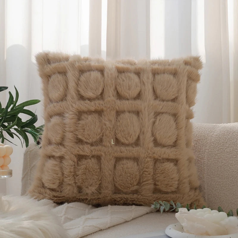 Wool High Quality Cushion Cover Brown Series Skin-friendly Home Decoration Pillow Cover 45x45 Cm Modern Simple Indoor Sofa