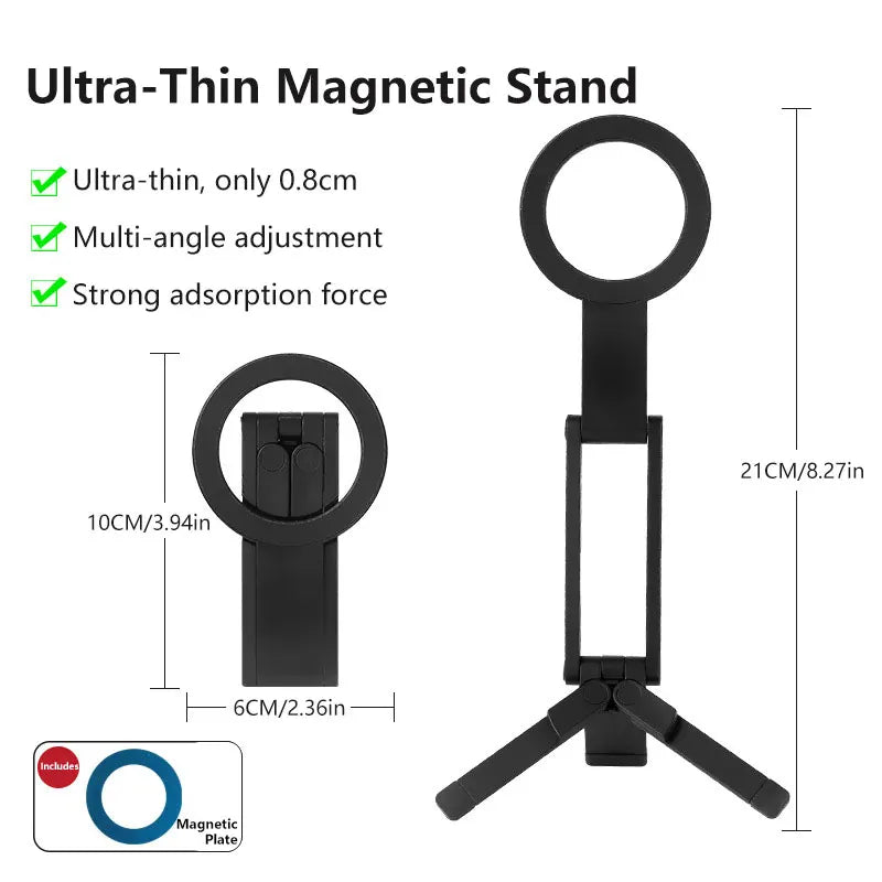 Magnetic Phone Holder Tripod Travel Essentials Flexible Rotation Hands-Free Airplane Phone Mount Seat Phone Stand