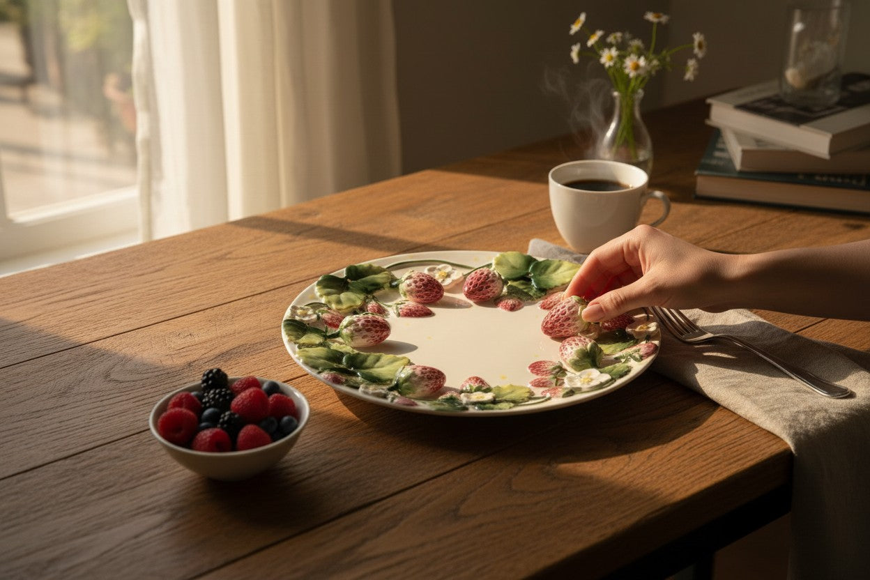 Embossed Ceramic Dessert Plate