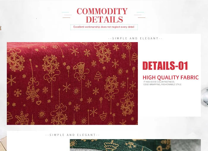 CANIRICA Christmas Tablecloth Linen Gold Tablecloth For Home Kitchen Dining Table Cover Green Mantel Mesa Rectangular Decorative
