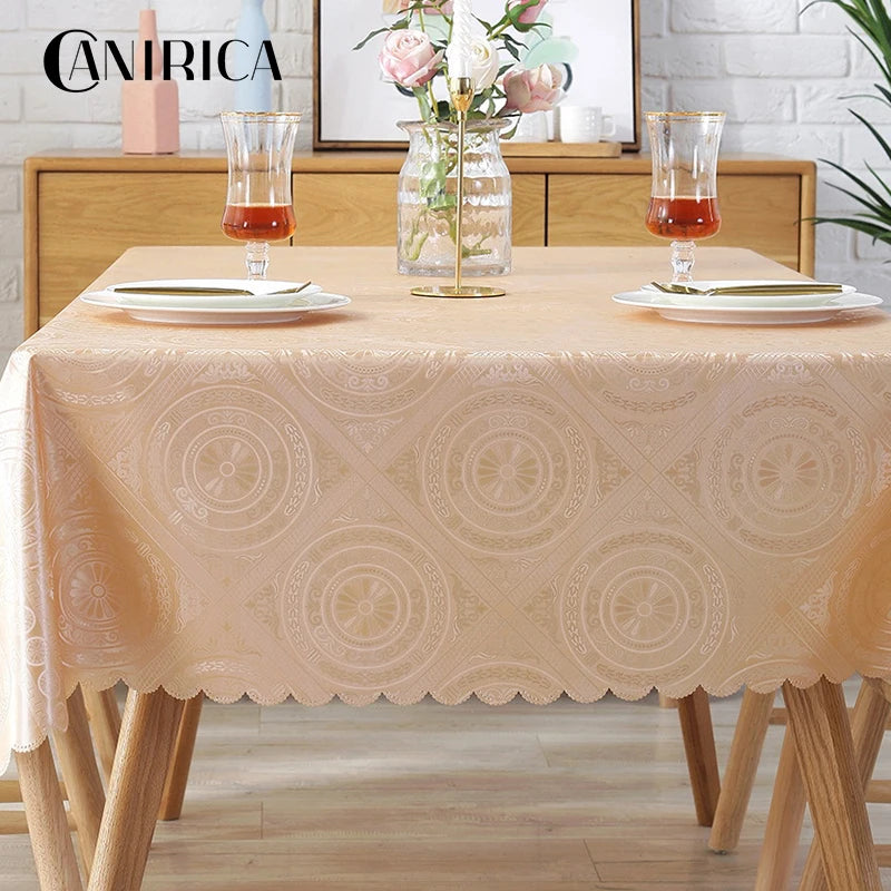 CANIRICA Table Cloth PVC Tablecloth Waterproof Table Cover Rectangular For Kitchen Decor Dining Tafelkleed Luxury Home Decor