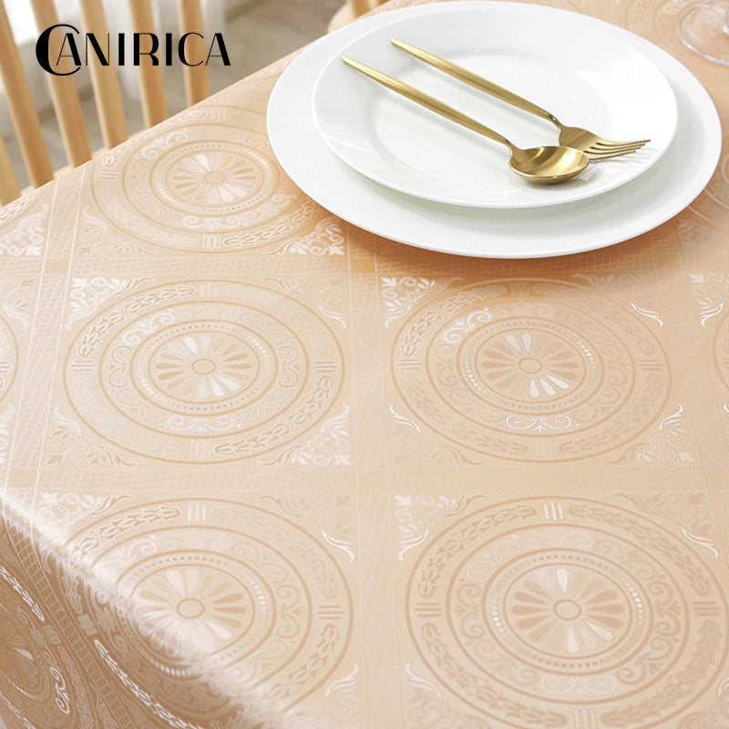 CANIRICA Table Cloth PVC Tablecloth Waterproof Table Cover Rectangular For Kitchen Decor Dining Tafelkleed Luxury Home Decor