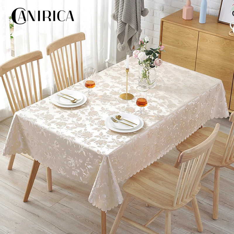 CANIRICA Table Cloth PVC Tablecloth Waterproof Table Cover Rectangular For Kitchen Decor Dining Tafelkleed Luxury Home Decor