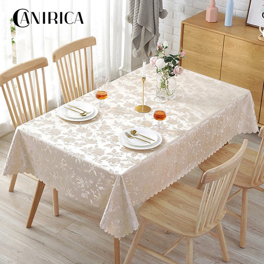 CANIRICA Table Cloth PVC Tablecloth Waterproof Table Cover Rectangular For Kitchen Decor Dining Tafelkleed Luxury Home Decor