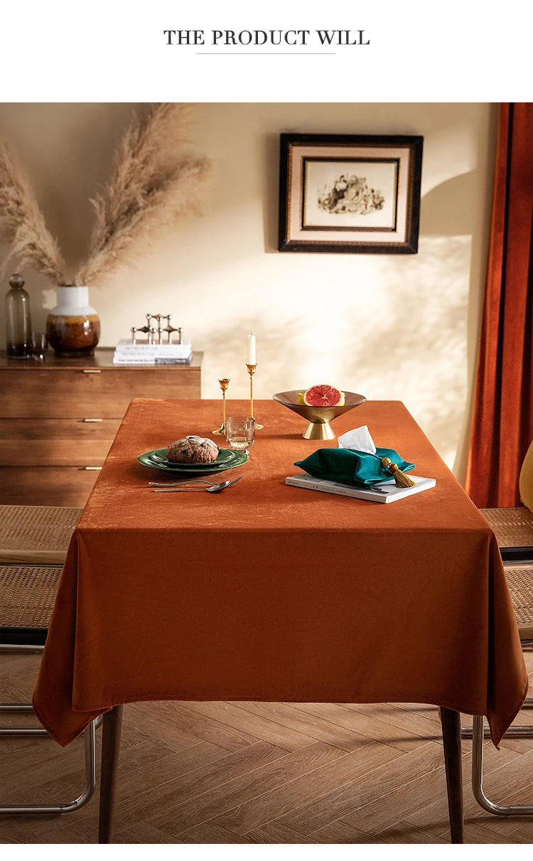 CANIRICA Velvet Tablecloth Decorative Table Cover Tea Coffee Mantel Mesa Rectangular Thick Table Cloth Wedding Dining Customize