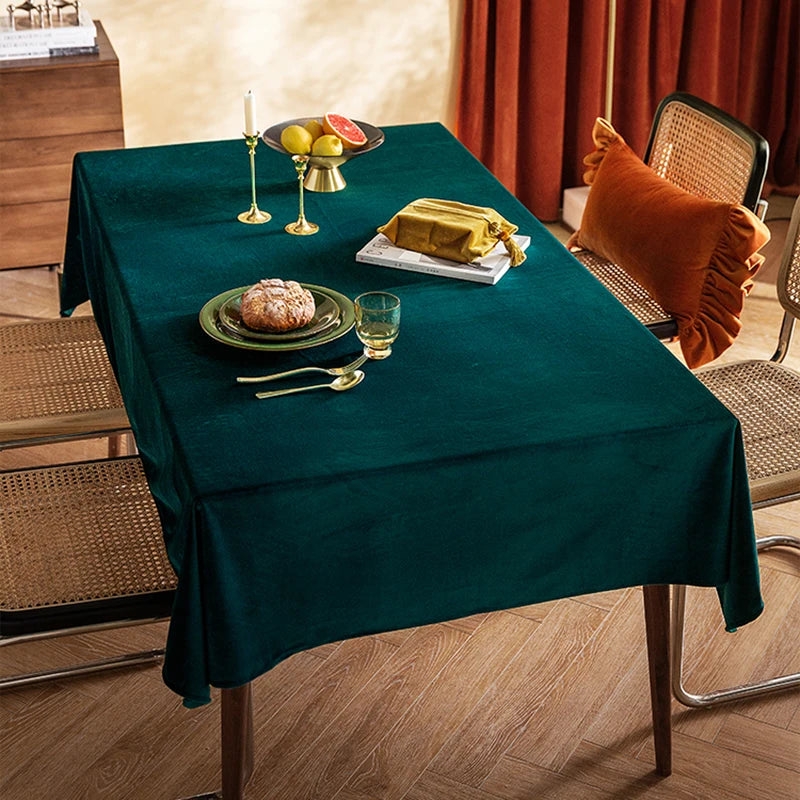 CANIRICA Velvet Tablecloth Decorative Table Cover Tea Coffee Mantel Mesa Rectangular Thick Table Cloth Wedding Dining Customize