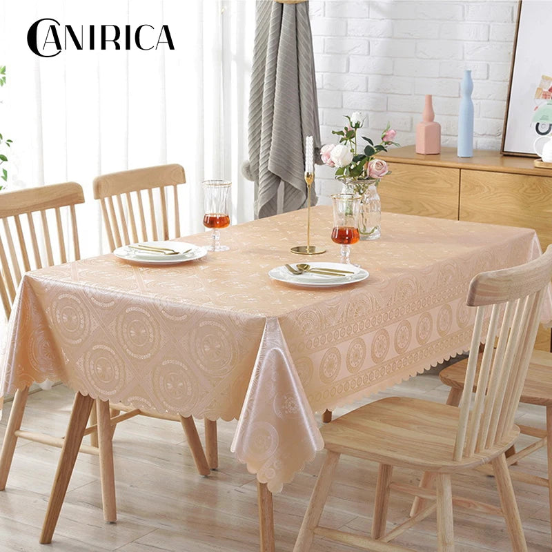 CANIRICA Table Cloth PVC Tablecloth Waterproof Table Cover Rectangular For Kitchen Decor Dining Tafelkleed Luxury Home Decor