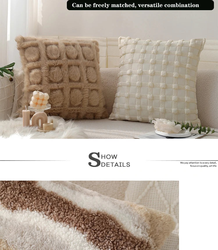 Wool High Quality Cushion Cover Brown Series Skin-friendly Home Decoration Pillow Cover 45x45 Cm Modern Simple Indoor Sofa