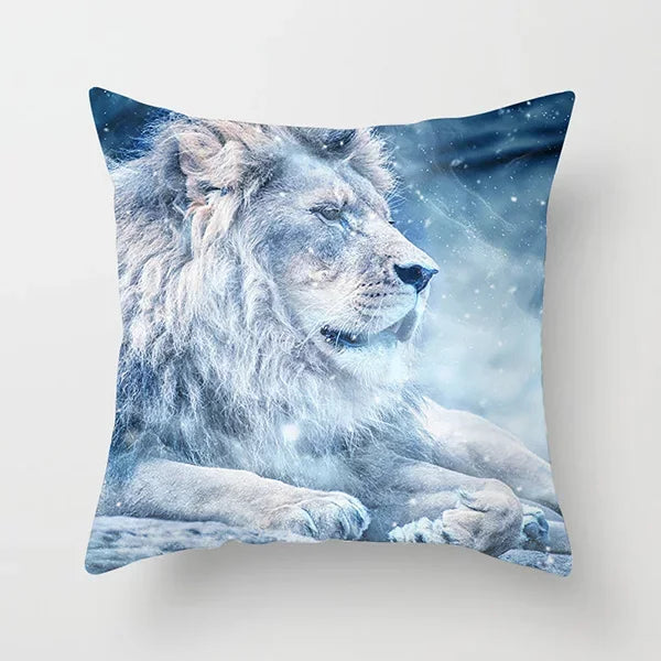 Vibrant Animal Portrait Pillow Covers 45x45cm Soft Velvet Decorative Cushion Cover Dog Cat Tiger Lion Pillowcases for  Sofa Car