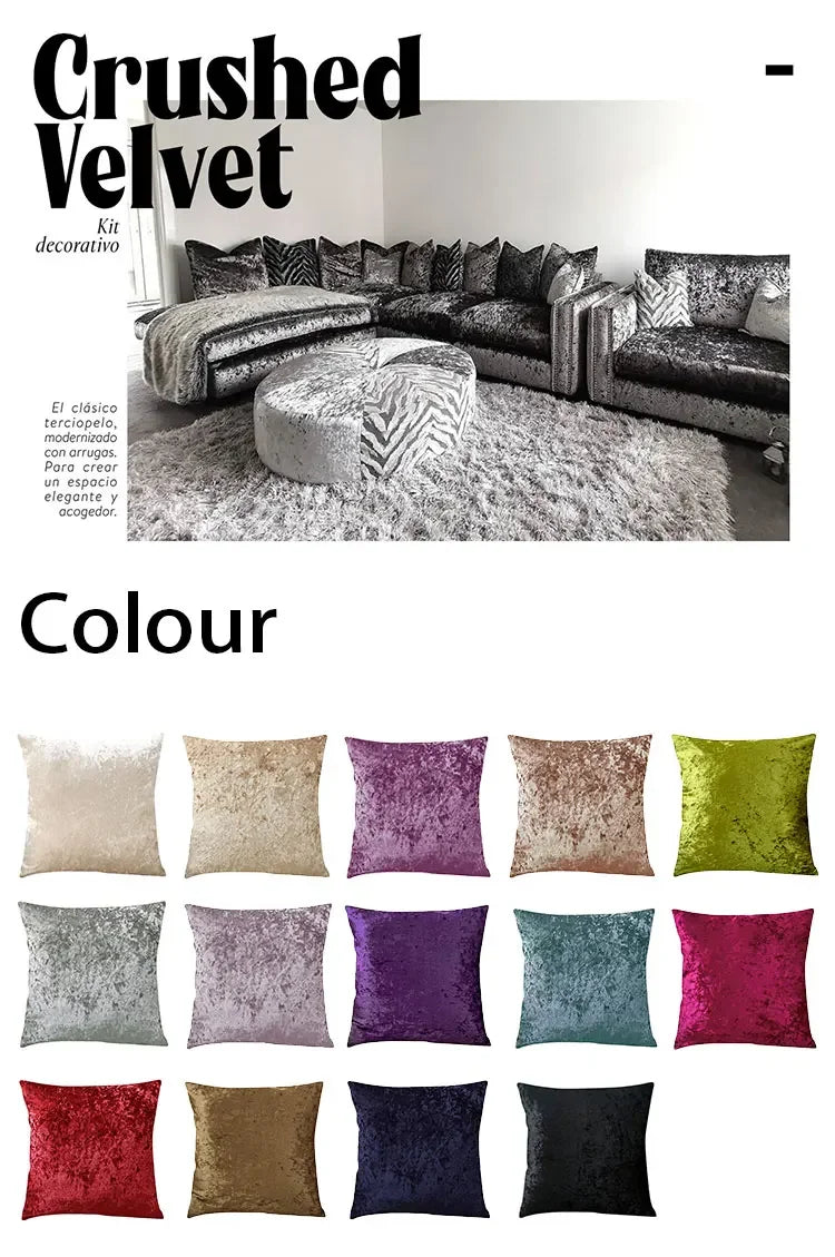 Velvet Cushion Cover Crushed Pillow Cover Grey Decorative Pillowcase Luxury Kussenhoes Nordic Home Decor