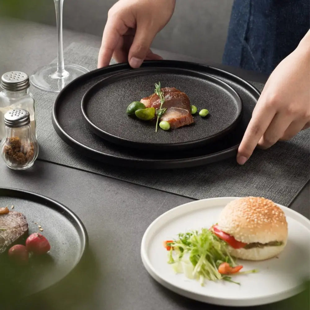 Tableware Ceramic Steak Plate Flat Durable Storage Tray Creative Multi-Function Western Dish Bread