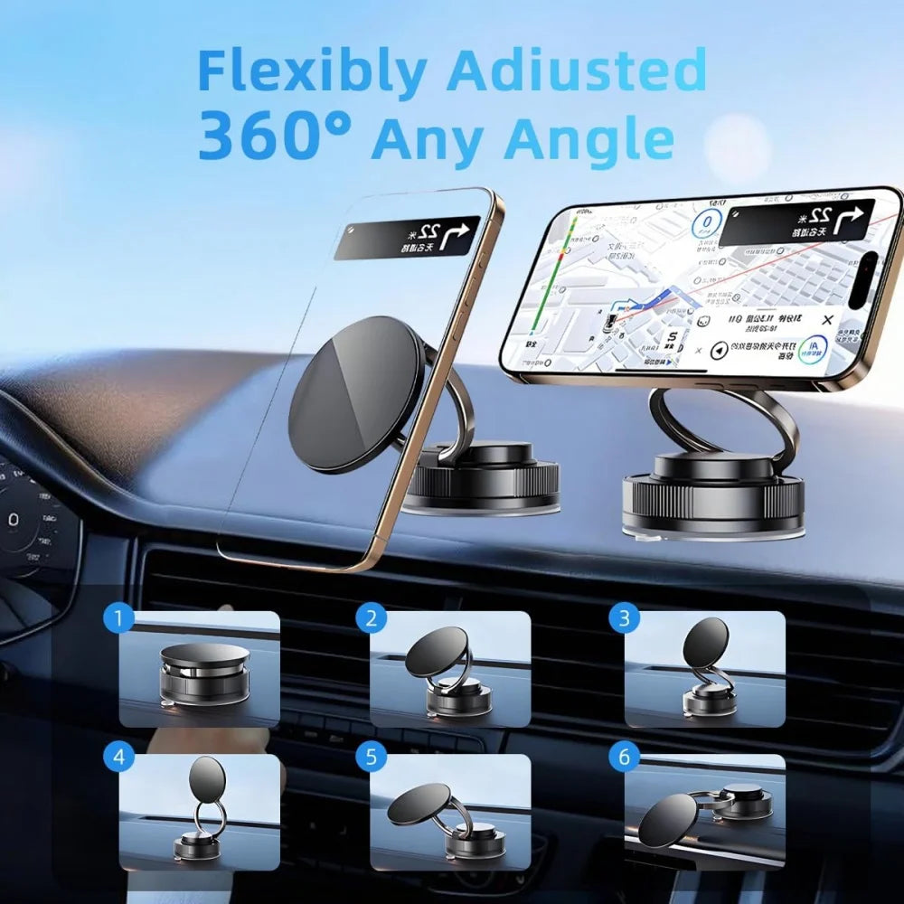 360° Rotating Magnetic Car Phone Holder-Super Strong Vacuum Suction Cup,Magnetic Mount,Universal Phone Stand for All Smartphones