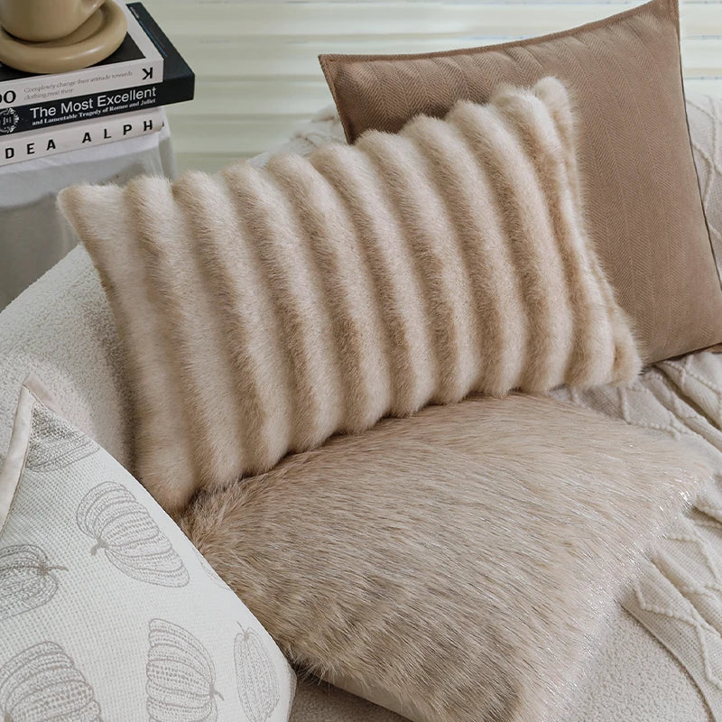 High-quality Silver Thread Fox Fur Cushion Cover 45x45cm Layered Plush 30x50cm Home Living Room Sofa Warm Decorative Pillowcas