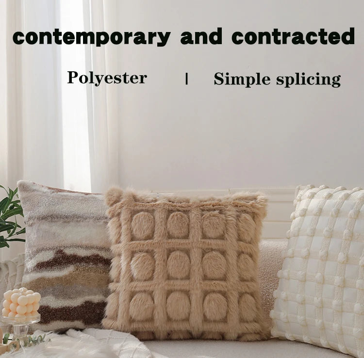 Wool High Quality Cushion Cover Brown Series Skin-friendly Home Decoration Pillow Cover 45x45 Cm Modern Simple Indoor Sofa