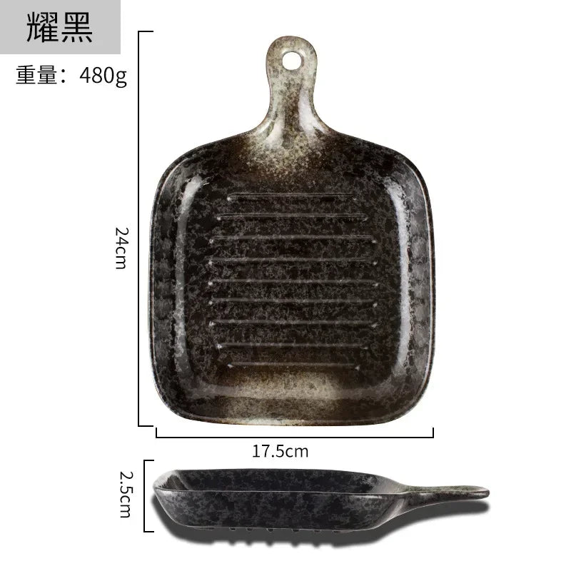 Ceramic tableware wholesale Ceramic tableware  High value Western food plate Baking Handle  Porcelain  Square plate Dinner plate