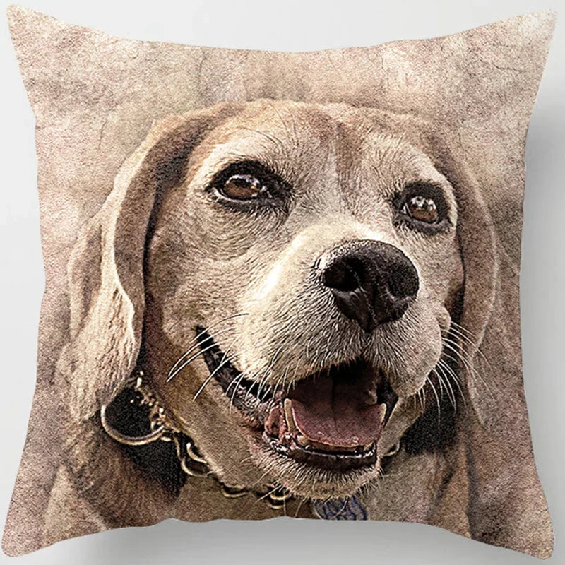Vibrant Animal Portrait Pillow Covers 45x45cm Soft Velvet Decorative Cushion Cover Dog Cat Tiger Lion Pillowcases for  Sofa Car