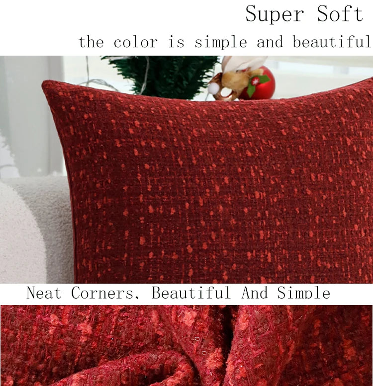 Cushion Cover Christmas Home Decoration 45x45 30x50cm Retro Red Simple Pillow Cover for Indoor Liviing Room Sofa Pillowcase