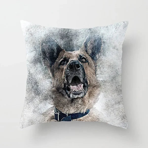 Vibrant Animal Portrait Pillow Covers 45x45cm Soft Velvet Decorative Cushion Cover Dog Cat Tiger Lion Pillowcases for  Sofa Car