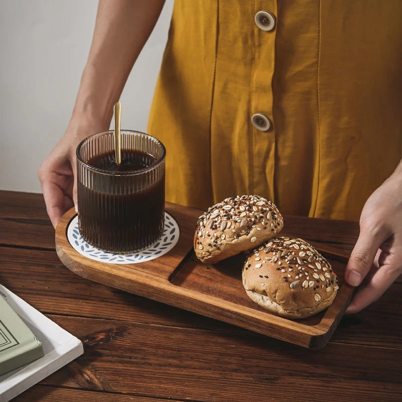 Coffee Tray Wooden Plate Breakfast Tray For Serving Food Hospitality Coffeeware Teaware Table Decoration Accessories