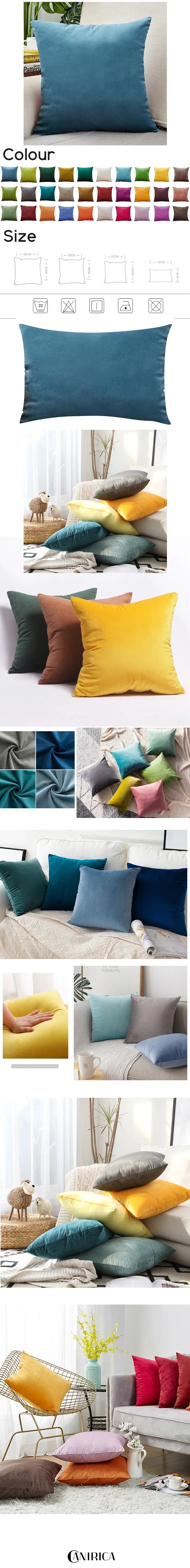 Peacock Blue Velvet Cushion Covers Soft Pillowcases 45x45 cm Nordic Home Decor Pillows Cover for Sofa Couch Pillow Covers