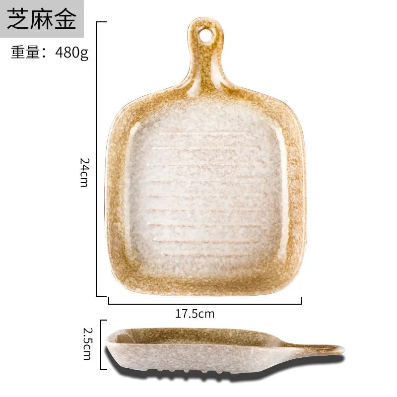 Ceramic tableware wholesale Ceramic tableware  High value Western food plate Baking Handle  Porcelain  Square plate Dinner plate
