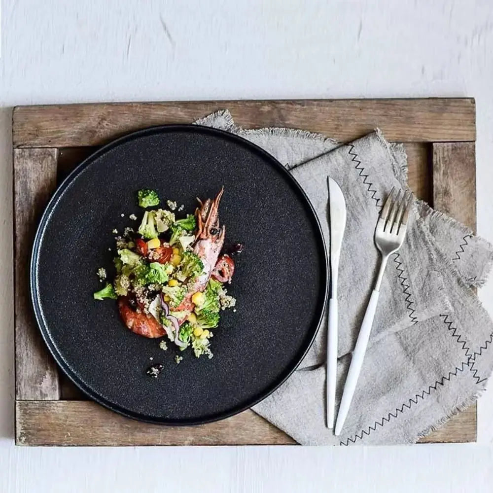 Tableware Ceramic Steak Plate Flat Durable Storage Tray Creative Multi-Function Western Dish Bread