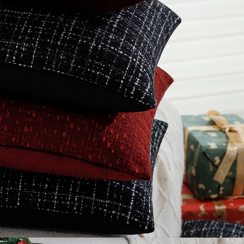 Cushion Cover Christmas Home Decoration 45x45 30x50cm Retro Red/Black Simple Pillow Cover for Lumbar recliner chair Pillowcase