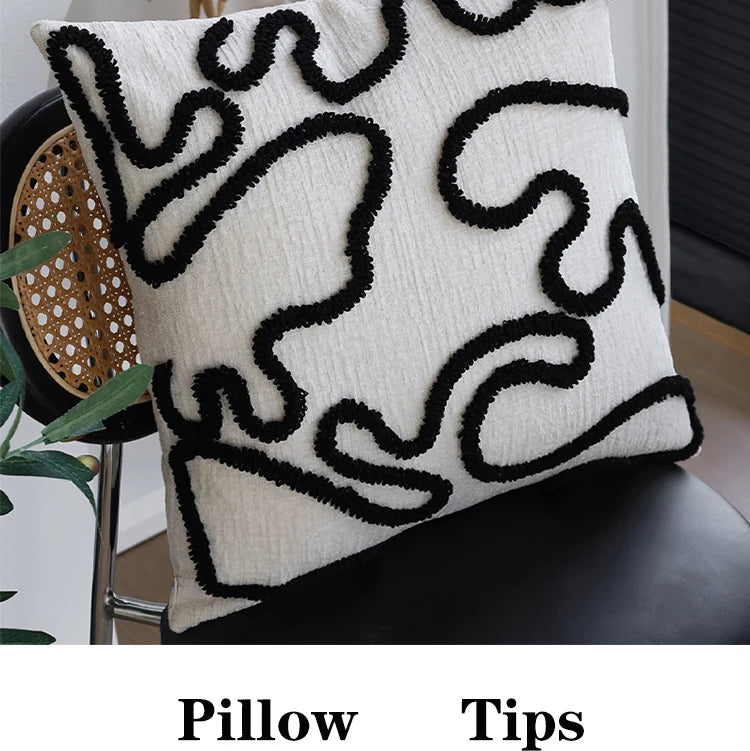 Cushion Cover Geometric Simple Line Chenille 45x45cm Luxury Daily Warm Home Decoration for Living Room Sofa Couch Pillowcase