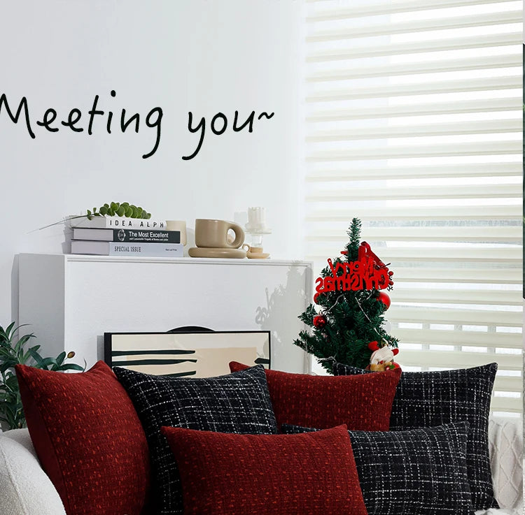 Cushion Cover Christmas Home Decoration 45x45 30x50cm Retro Red Simple Pillow Cover for Indoor Liviing Room Sofa Pillowcase