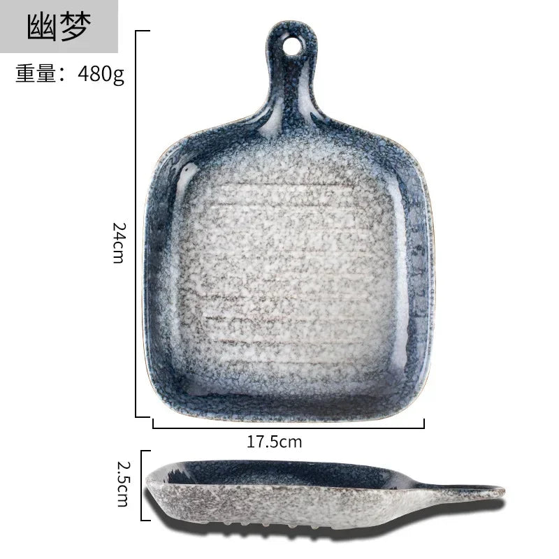 Ceramic tableware wholesale Ceramic tableware  High value Western food plate Baking Handle  Porcelain  Square plate Dinner plate