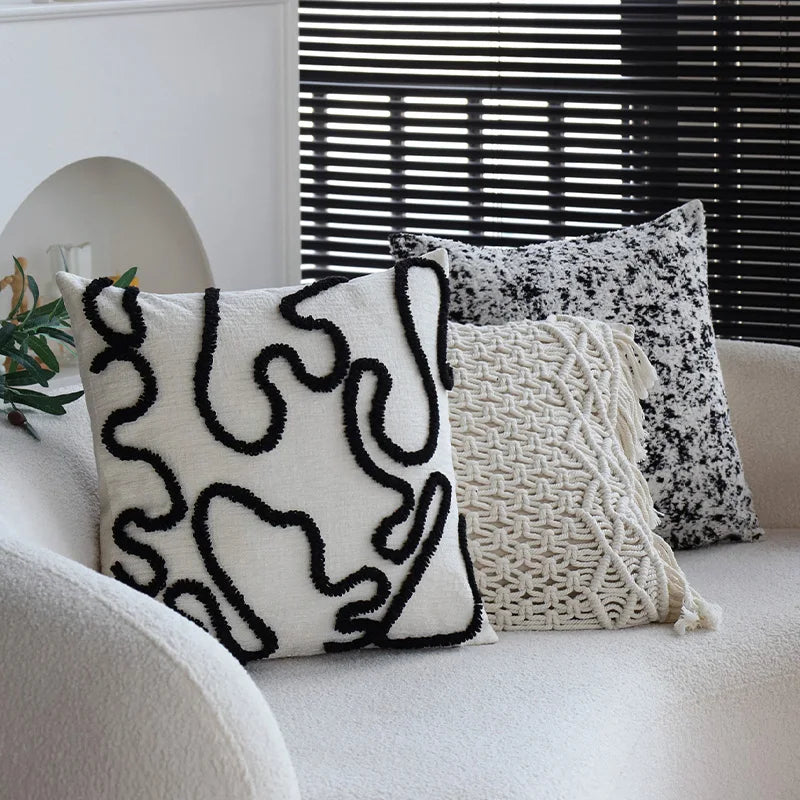 Cushion Cover Geometric Simple Line Chenille 45x45cm Luxury Daily Warm Home Decoration for Living Room Sofa Couch Pillowcase