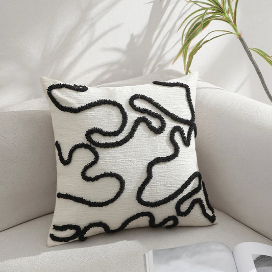 Cushion Cover Geometric Simple Line Chenille 45x45cm Luxury Daily Warm Home Decoration for Living Room Sofa Couch Pillowcase