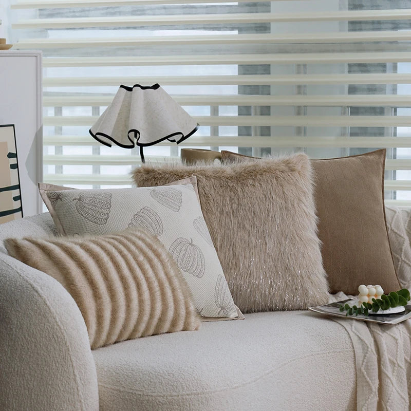 High-quality Silver Thread Fox Fur Cushion Cover 45x45cm Layered Plush 30x50cm Home Living Room Sofa Warm Decorative Pillowcas