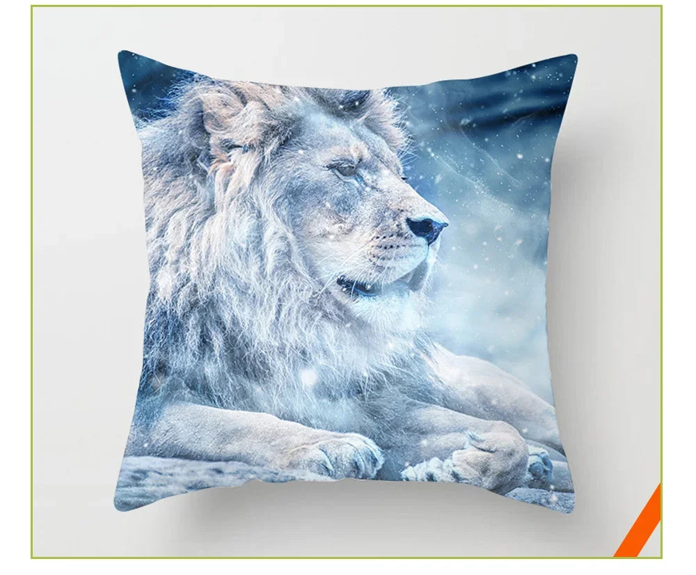 Vibrant Animal Portrait Pillow Covers 45x45cm Soft Velvet Decorative Cushion Cover Dog Cat Tiger Lion Pillowcases for  Sofa Car