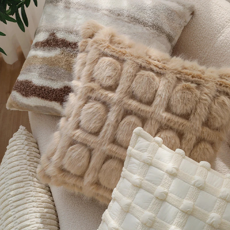 Wool High Quality Cushion Cover Brown Series Skin-friendly Home Decoration Pillow Cover 45x45 Cm Modern Simple Indoor Sofa