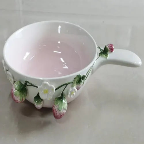 Pet strawberry tableware pink household ceramic bowl deep plate breakfast  westerna past dessert cake