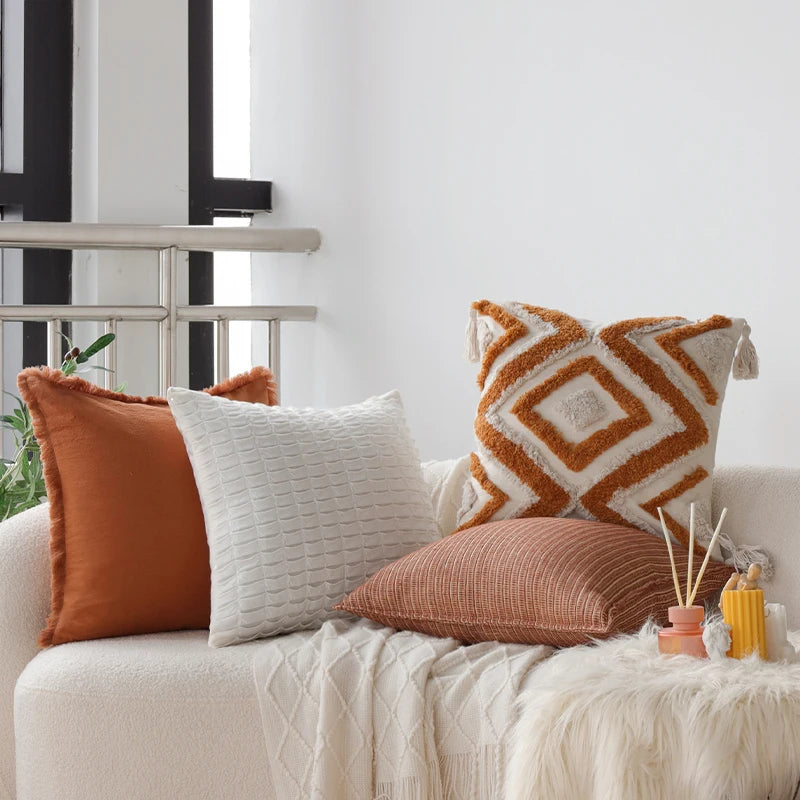 Geometric Cushion Cover Tufted Free Match High Quality Ins Home Decor for Living Room Sofa Pillow Cover 45x45cm Versatile