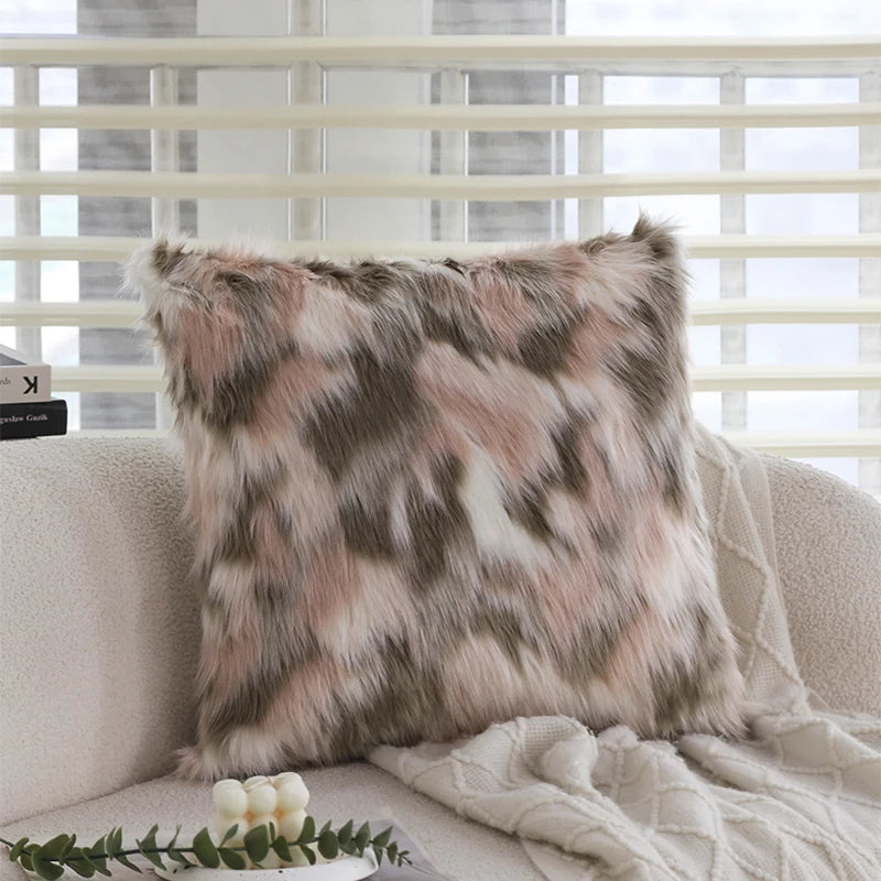 Gradient Plush Thick Cushion Cover High Quality 30x50cm 45x45cm Lumbar Pillow for Indoor Ins Sofa Home Decorative Pillowcase