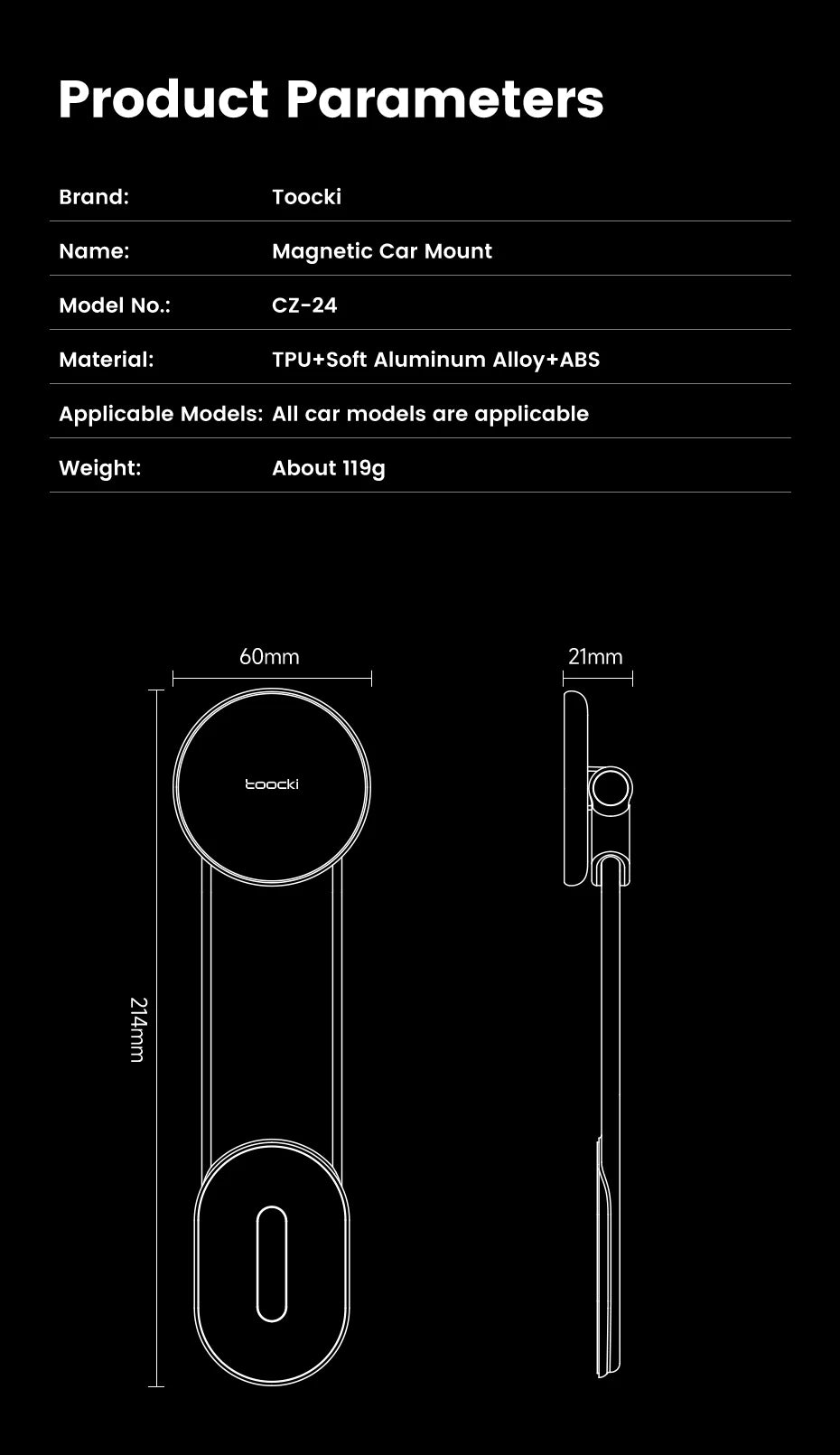 Toocki N52 Strong Magnetic Car Phone Holder Rotation Mobile Bracket GPS Cell Phone Stand in Car For Magsafe For iPhone15 14 13
