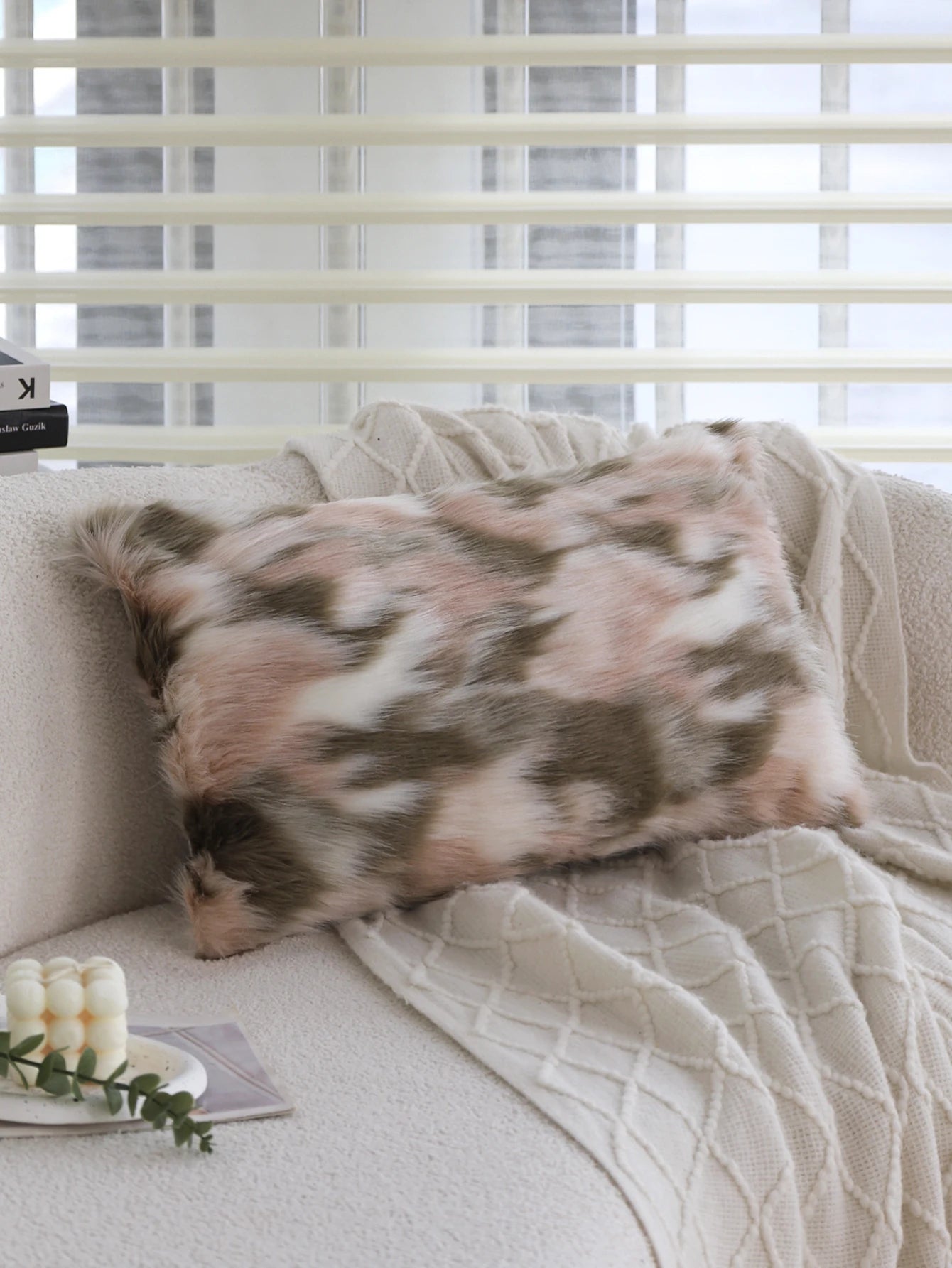 Gradient Plush Thick Cushion Cover High Quality 30x50cm 45x45cm Lumbar Pillow for Indoor Ins Sofa Home Decorative Pillowcase