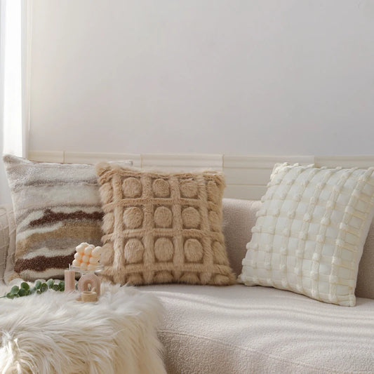 Wool High Quality Cushion Cover Brown Series Skin-friendly Home Decoration Pillow Cover 45x45 Cm Modern Simple Indoor Sofa