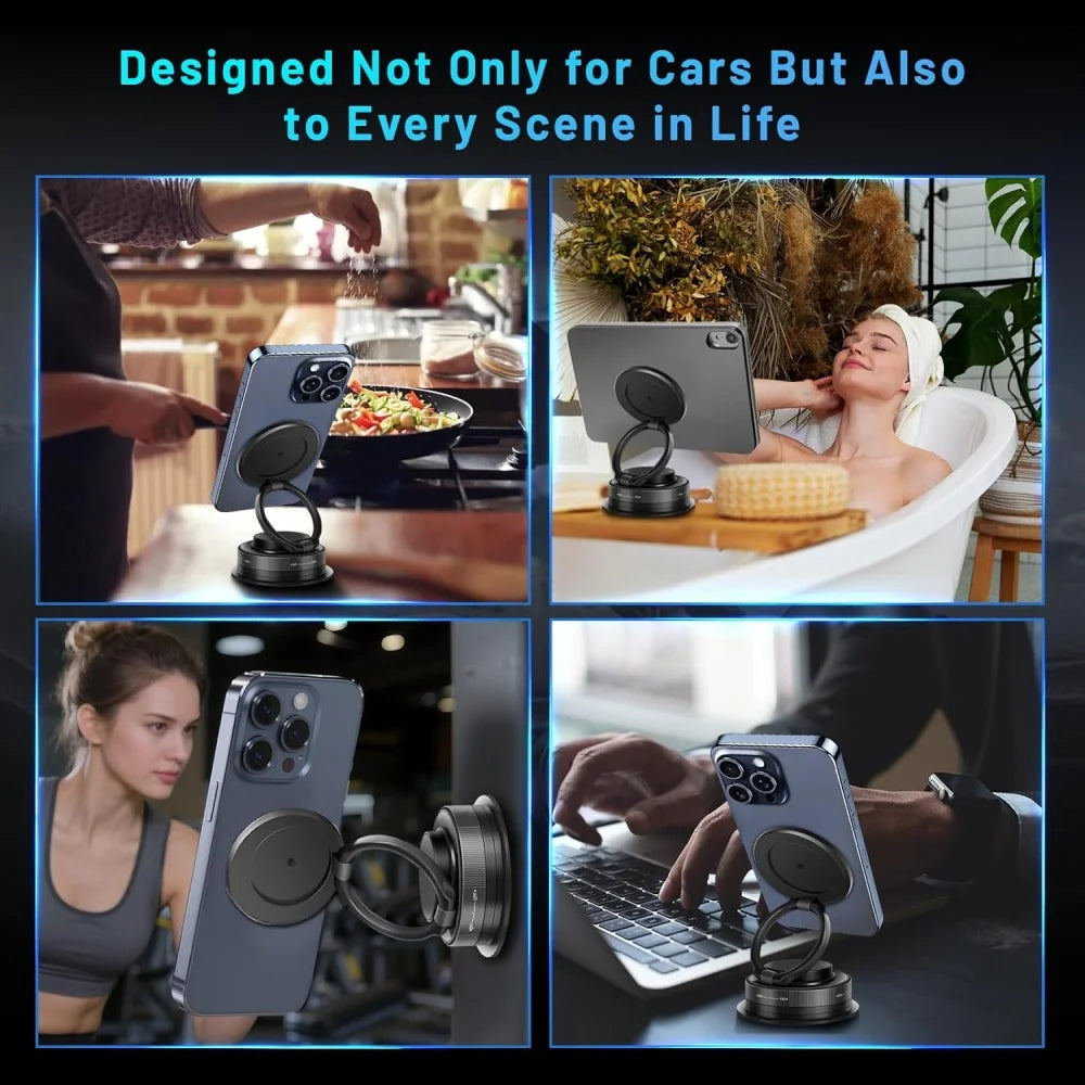 360° Rotating Magnetic Car Phone Holder-Super Strong Vacuum Suction Cup,Magnetic Mount,Universal Phone Stand for All Smartphones