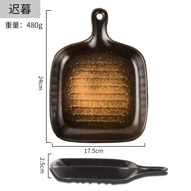 Ceramic tableware wholesale Ceramic tableware  High value Western food plate Baking Handle  Porcelain  Square plate Dinner plate
