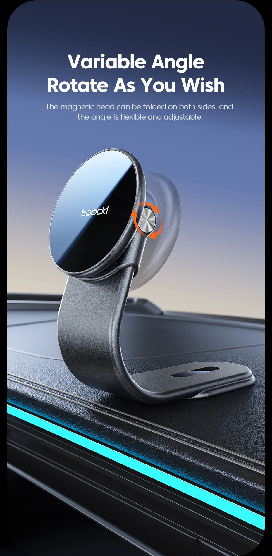 Toocki N52 Strong Magnetic Car Phone Holder Rotation Mobile Bracket GPS Cell Phone Stand in Car For Magsafe For iPhone15 14 13