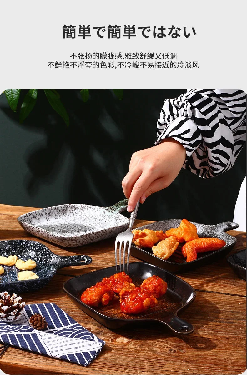 Ceramic tableware wholesale Ceramic tableware  High value Western food plate Baking Handle  Porcelain  Square plate Dinner plate