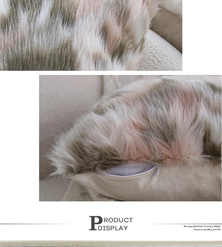 Gradient Plush Thick Cushion Cover High Quality 30x50cm 45x45cm Lumbar Pillow for Indoor Ins Sofa Home Decorative Pillowcase
