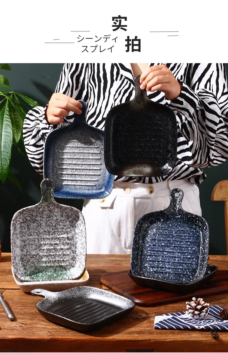 Ceramic tableware wholesale Ceramic tableware  High value Western food plate Baking Handle  Porcelain  Square plate Dinner plate