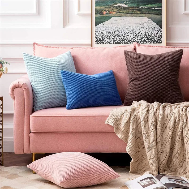 Brown Corduroy Cushion Cover Decorative Home Nordic Style for Living Room Sofa Suitable for All Seasons 45*45cm Pillow Cover