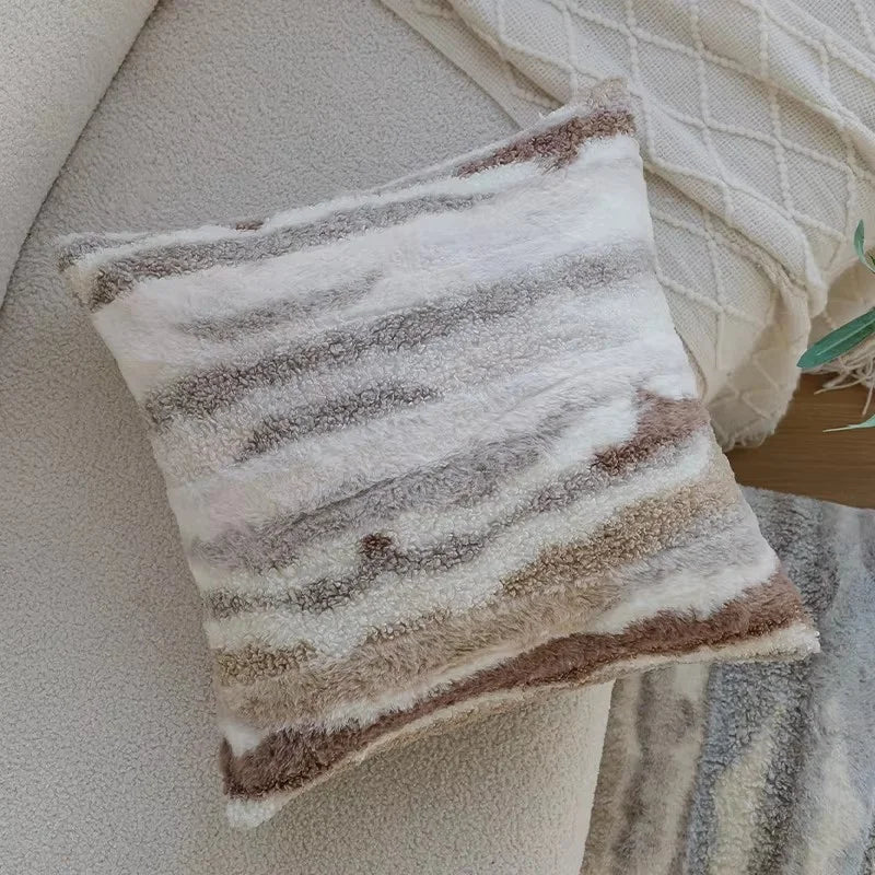 Wool High Quality Cushion Cover Brown Series Skin-friendly Home Decoration Pillow Cover 45x45 Cm Modern Simple Indoor Sofa